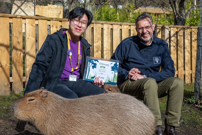 Ollie Kawn with RZSS Chief Executive David Field. Image credit RZSS