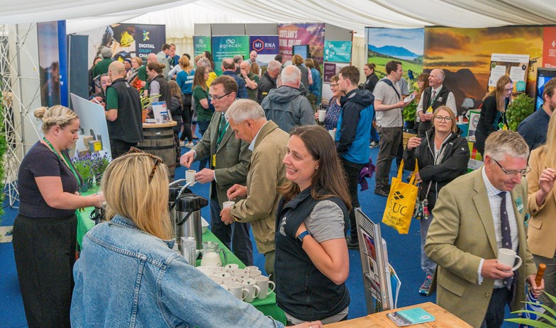 Lots of people inside a marquee at Royal Highland Show